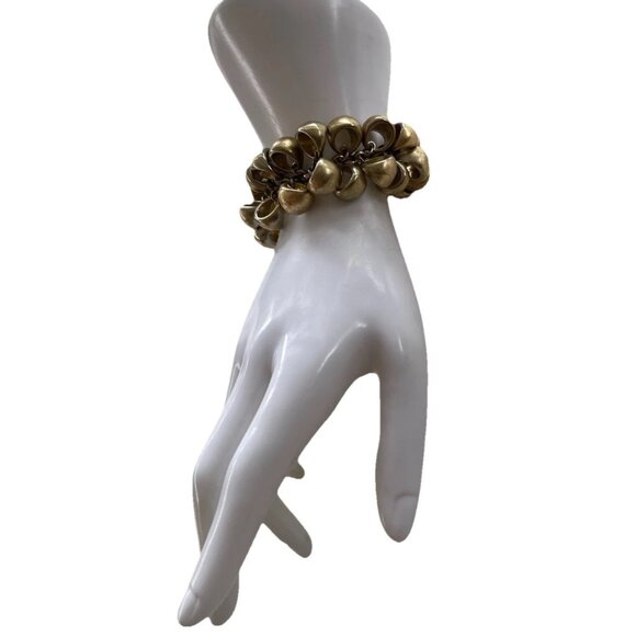 Vintage Lia Sophia Bracelet CHA CHA CHA Chunky Brushed Gold Tone Links Sz 7” - Picture 4 of 14